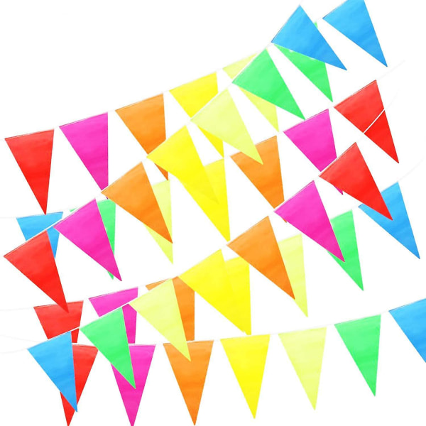 50 m flerfärgad vimpel, tygvimpelkrans, triangelbanner, bannerflagga, utomhusvimpel 100 st (FMY)