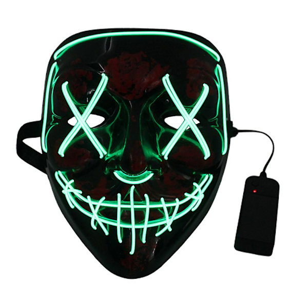 Halloween-juhlan led-hehkuva neon-naamio Pelottava cosplay-ompeleiden kauhunaamio Valo Masque Masquerade  (FMY) Green