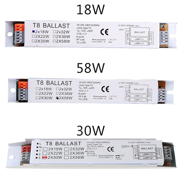 T8 2x18/30/58W Elektronisk Forkobling for Fluorescerende Lampe Universell (FMY) 30W
