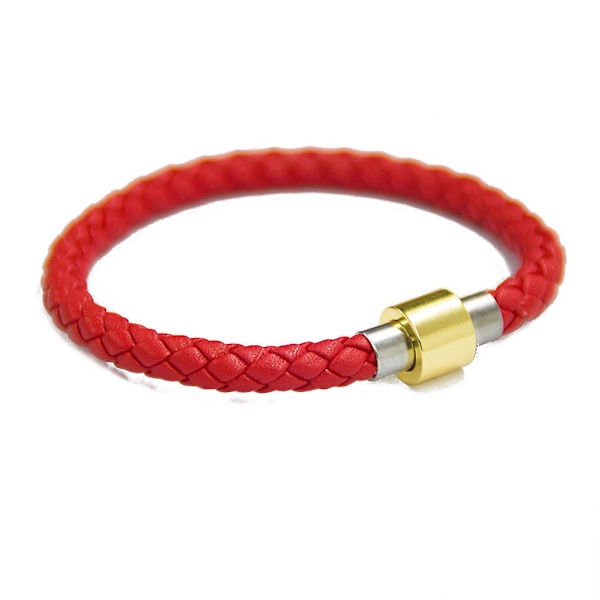 Kabbalah Armband Äkta Läder med Titanstål Spänne Justerbar Armband (FMY) 2