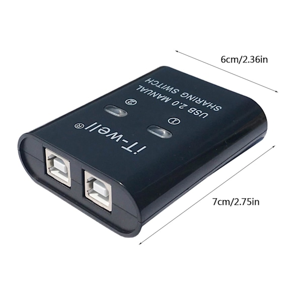 USB Printer Switch Selector KVM Switch Adapter 2 PC Delar 1 USB-enhet Hubb (FMY) Black
