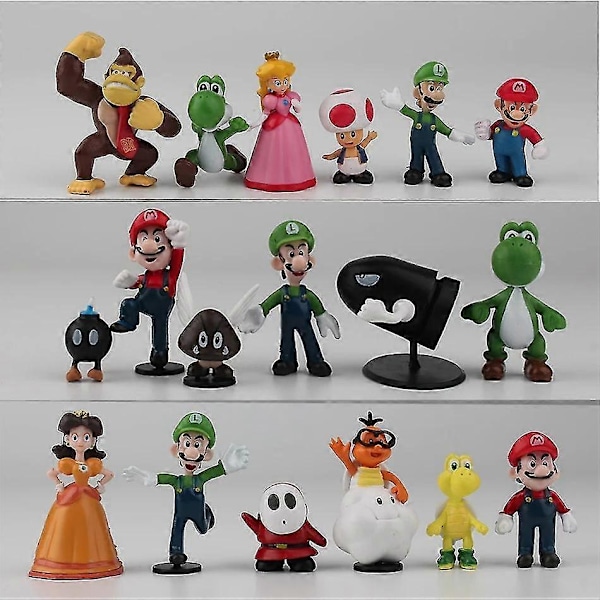 6 stk./sæt 4-7 cm Super Mario Bros Pvc Action Figur Legetøj Dukker Model Sæt Luigi Yoshi Donkey Kong Svamp Til Børn Fødselsdagsgaver (FMY) 2nd generation