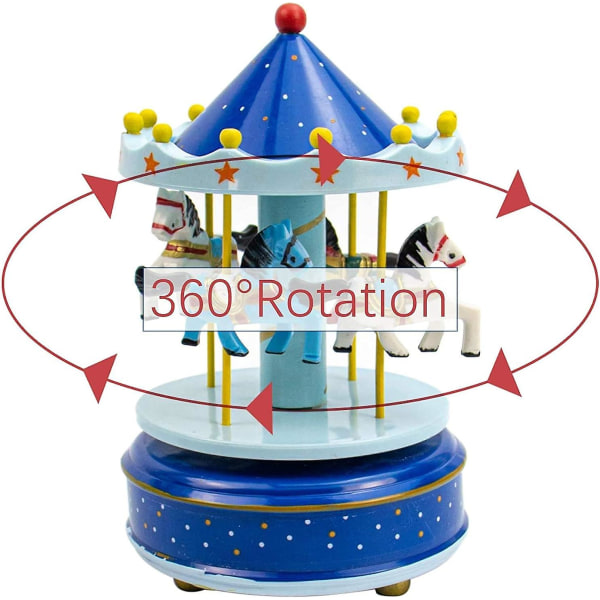 Mini Musikask Figur, Födelsedagspresent, Borddekoration (Karusell Trähästar Himmel (FMY)