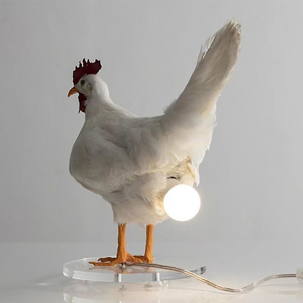 Kylling Led Lampe Egg Nattlampe Utstoppede Egg Skrivebordslampe, 14 * 15 * 6cm, hvit (FMY)