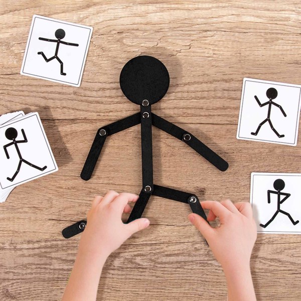 För kreativ sport Liten man Ledad pusselbräda Leksakshållning Matchande Tangram Board sticksåg för baby Early Educat (FMY)