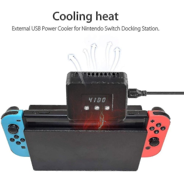 Kylfläkt för Nintendo Switch Dock med Temperaturvisning USB Laddningsbar (FMY)