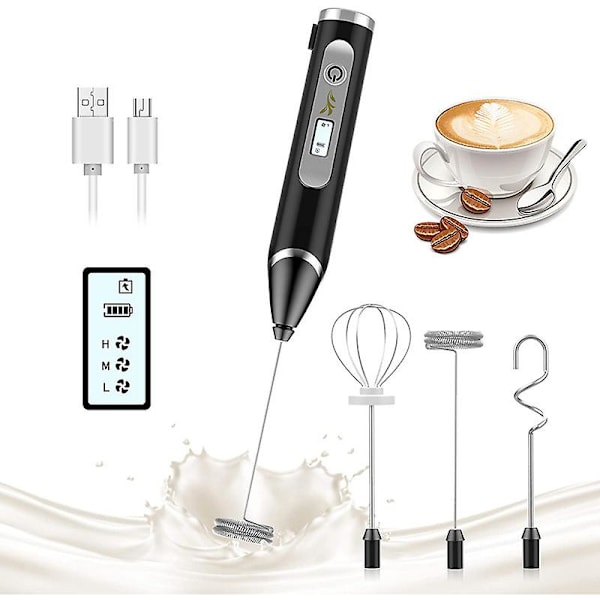 Melkeskummer Kaffe Skum Apparat Elektrisk Visp USB Oppladbar 3-trinns Justering Melkebobler (FMY)
