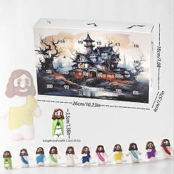 2024 Jesus Adventskalender 24 Mini Figurer Jesus Skulpturer for Barn Julegave (FMY) B