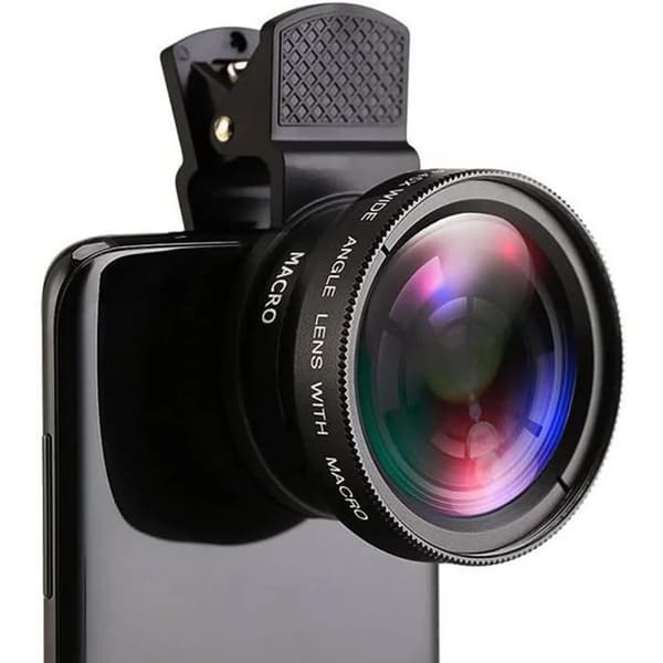 2 I 1 Lins Universell Klämma 37mm Mobiltelefon Lins Professionell 0.45X 49uv Super Vidvinkel + Makro HD Lins För iPhone Android(FMY) Silver