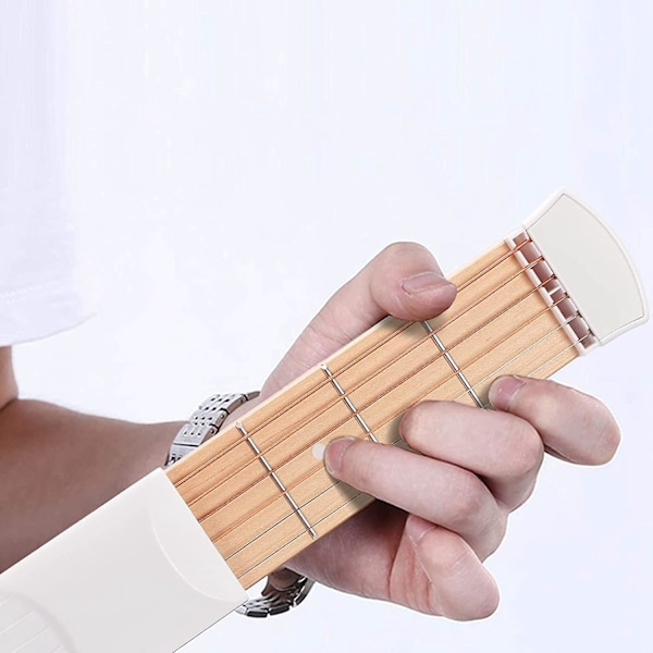 Pocket Guitar Practice Neck, Guitar Trainer 6 Fret Portable Guitar Chord Practice Tool För Nybörjare  (FMY) White
