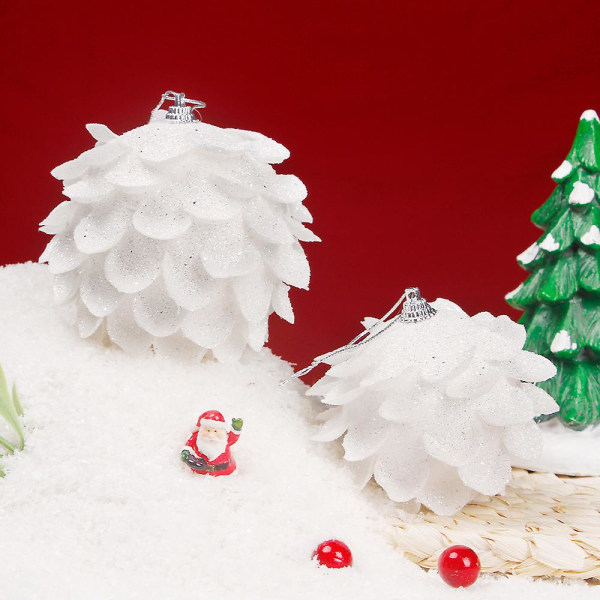 8 cm Vit Julkula Julgran Hängande Hänge Blomma Skum Snow Ball Juldekoration för hemmet 2023 Natal nyår 2024 (FMY) 2