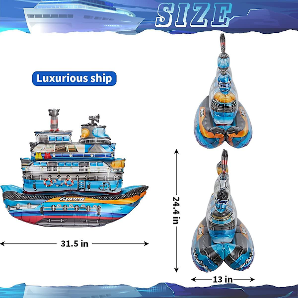 Gigant Oppustelig Simulerings-Skib 4d Ballon, Stående Båd Mylar Folieballon Til Fødselsdagsfest Dekoration, Luksuriøs Skib Til Ocean Tema (FMY)