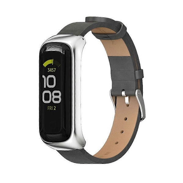 Klockarmband i Mikrofiberläder för Samsung Galaxy Fit 2 (FMY) Grey Silver