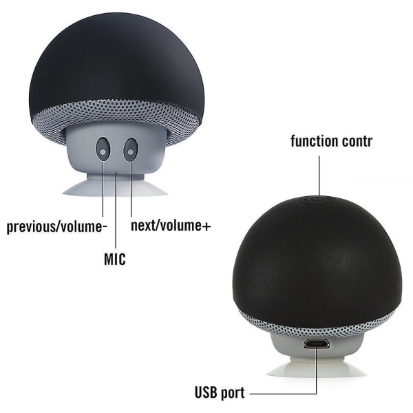 Bærbar Bluetooth-højttaler, svampehøjttaler, bluetooth V2.1 med sugekop (sort) (FMY)