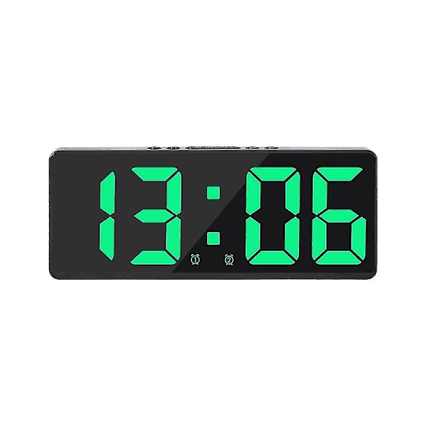 Smart Stor Digital Väggklocka Appkontroll Tid/datum/&ljud Aktivera & Nedräkningsfunktion Steglös Ljusstyrka & Volym Alarm Med Snooze Kul (FMY) Green