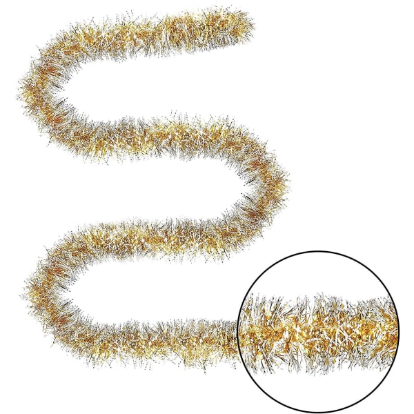 10 m guld och silver glitter glänsande metallisk krans för träd- och hemdekorationer (FMY)