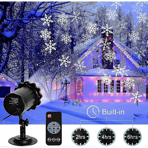 LED-projektor Julelys Snøfall Lys Med Fjernkontroll IP65 Vanntett Utendørs og Innendørs Juledekorasjon Snøfnugg LED Christ  (FMY)