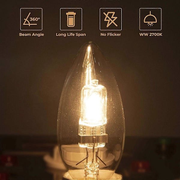 42W E14 C35 Dimbar halogenlampa AC 220-240V Varmvit 2700K e14 transparent halogenljuslampa (10st) (FMY)