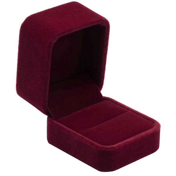 Klassisk fløyelsforlovelsesringboks, ørepynt-etui, gaveboks (FMY) Red