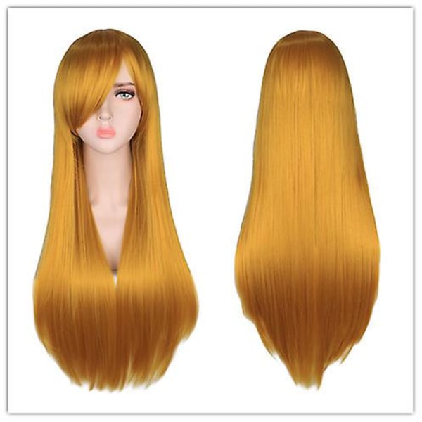 Wekity 80 cm vacker charmig cosplay rakt hår peruk, gul, wz-1245 (FMY)
