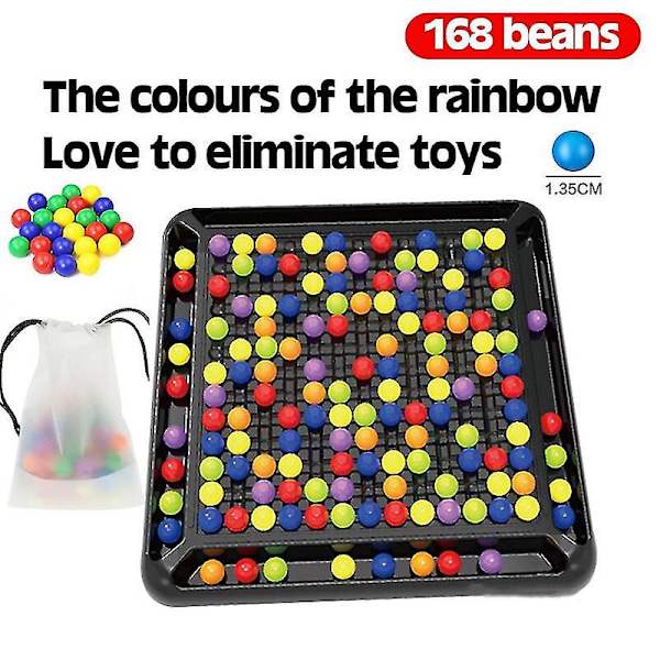 Regnbue Ball Matching Leke Fargerik Morsom Puslespill Sjakkbrett Spill Med 80 stk Fargede Perler Intelligent Hjerne Spill Utdanningsleke (FMY) 168 beads set