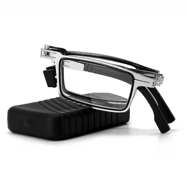 Bärbara hopfällbara läsglasögon Män Metall Rund Fyrkantig Anti Blue Light Glasögon Presbyopia Glasögon Båge Dioptri +1,0 Till+4,0