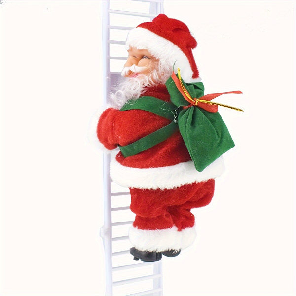 Charmig Jultomte Sångande & Klättrande Stege Dekorationssats - Batteridriven, Färgglada LED-lampor, Festlig Julmusik, Perfekt för C (FMY) 1 Set