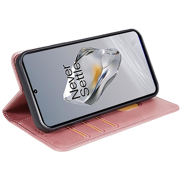 För OnePlus Nord CE4 5G Fodral PU Läder Plånboksfodral Kalvstruktur Telefonskal med Magnetlås  (FMY) Rose Gold