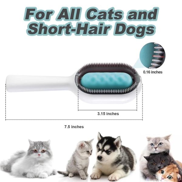 Katthårborste med vatten, klibbig borste 2.0 för katter, kam för hårborttagning av husdjur med vattentank, våt kattkam, 2 i 1 rengöringsborste katt (FMY)