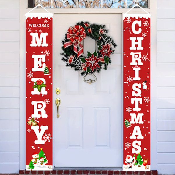 1 Par Festlig God Jul Veranda Banner Set - Hållbar Polyester, Ingen Ström Behövs, Lätt att Hänga, Väderbeständig, Perfekt för Semester & (FMY) Polyester