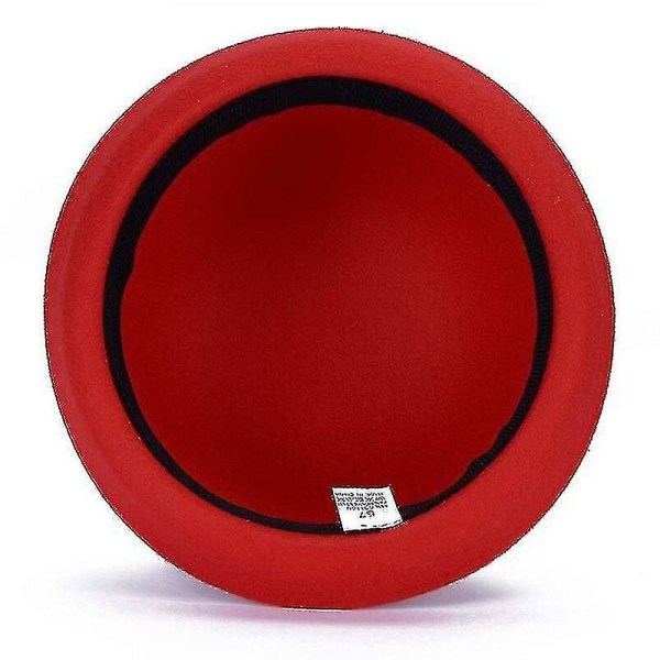 Trendy kvinder ensfarvet bowler-derby uldfilthat (FMY) Red 57cm