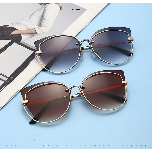 Cat Eye Sunglasses For Women Fashion Designer Style Mirrored Lenses (FMY)