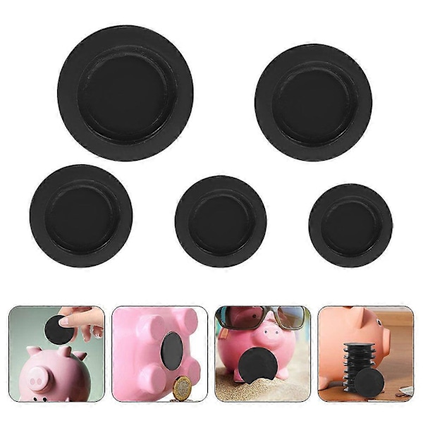 25 kpl Säästölippaan tulpat Säästöpossu Tulppa Säästöpossu Kumitulppa Pyöreä tulpan vaihto (FMY) Black 3.80X3.80X0.60CM
