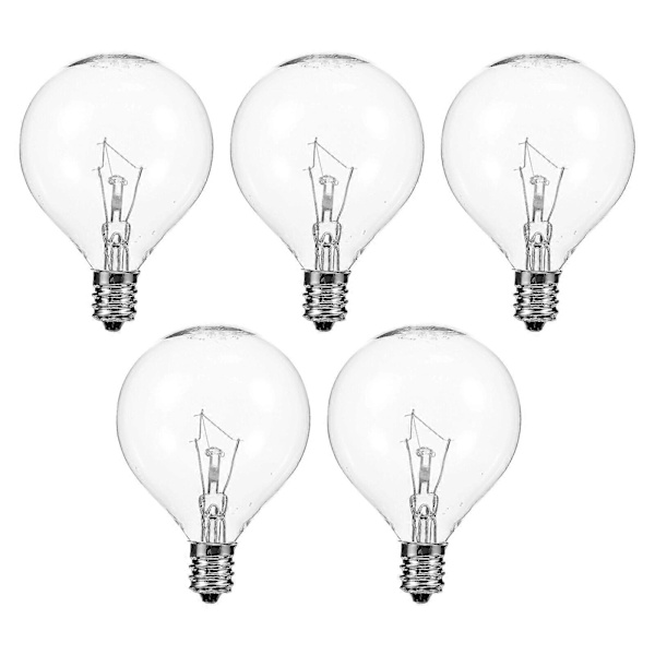 Sæt med 5 E12 duftdiffuserlamper til duftvoks, 25W dæmpbar klar globepære. (FMY)