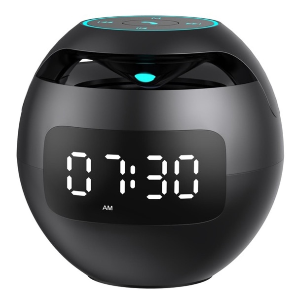 5.0 Bluetooth trådlös högtalare Led digital väckarklocka FM-radio Musik mp3-spelare (FMY) black