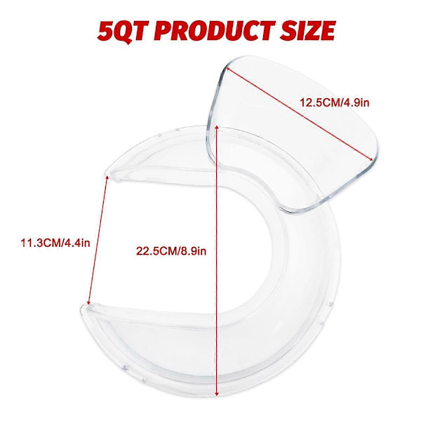 Skærm og Røreskålsdæksler til KitchenAid 4,5-5 Quart Skål (FMY) As Shown