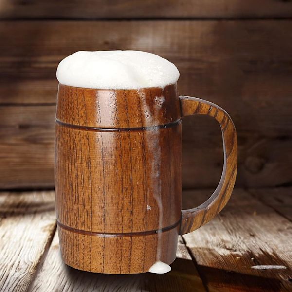 SSRGV 14 oz Stor Trebeger i Tre - Beste Tre Drikkkopp Tre Tankard Ølglass Stein Tekopp Tønnebeger for Menn Kvinner Kaffebeger Gave Vi  (FMY)