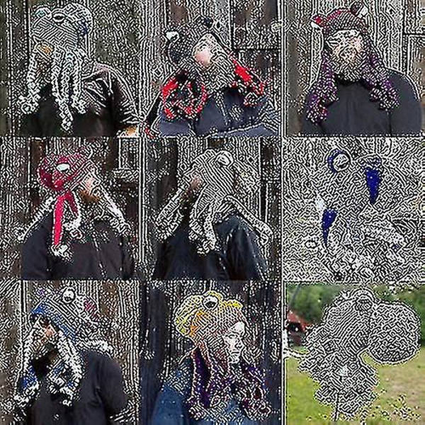 Halloween-hatt Blekksprut-hatt Morsom Hodeplagg Håndstrikket Blekksprutform M  (FMY) black