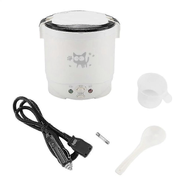 12v 100w 1l Elektrisk Bærbar Multifunktionel Riskoger Mad Steamer Til Biler (hvid) (FMY)