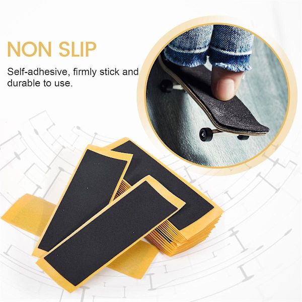 20 stk./parti Sort Træ Fingerboard Deck Udskåret Tape Stickers Sort Skum Greb Tape Stickers 38mm*110mm  (FMY) black