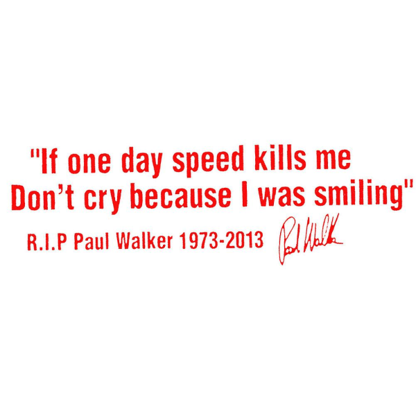 Paul Walker engelsk mening reflekterande bil kaross fönster dekaler klistermärke dekor (FMY) Red
