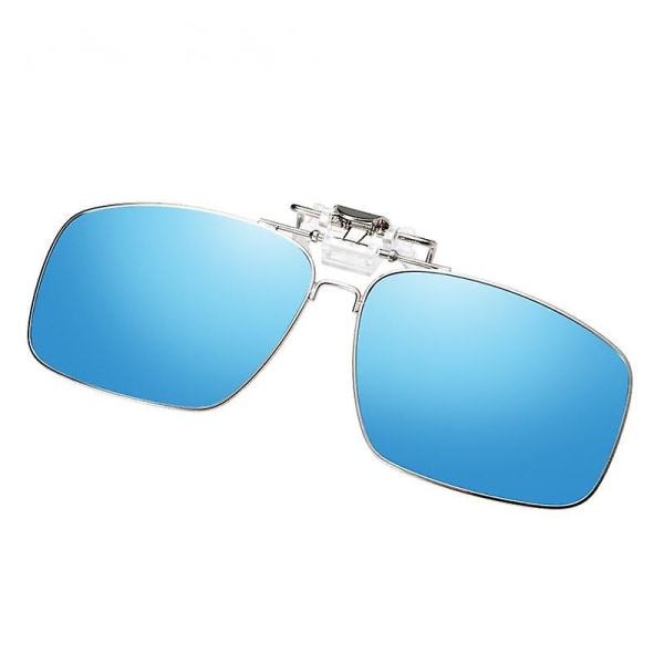 Polarisert Clip On-solbriller Rammeløs Flip Up-linse for reseptbelagte briller-blå (FMY)