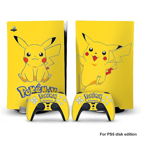 Playstation 5 Pikachu Anime Pokmon Ps5 Klæbeskind Decal Og Controller Stickers Sæt, Ridsefast (disk) - Snngv  (FMY)