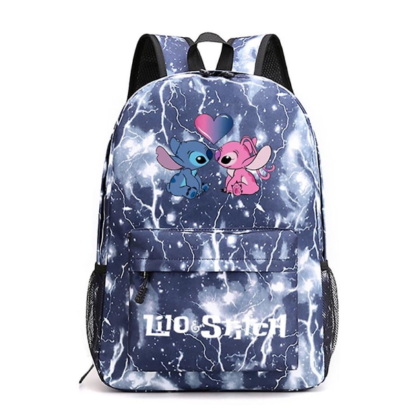 Lilo & Stitch tecknad ryggsäck för barn, lätt vattentålig bokväska Casual dagsäck för tonåringspojkar, flickor (FMY) Lightning Blue