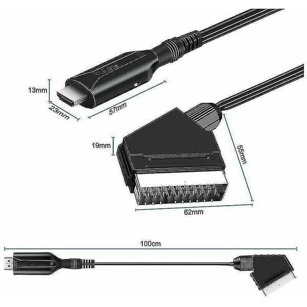 Scart til HDMI-konverter Video Audio Adapter for HDTV/DVD/Dekoder/PS3/PAL/NTSC  (FMY)