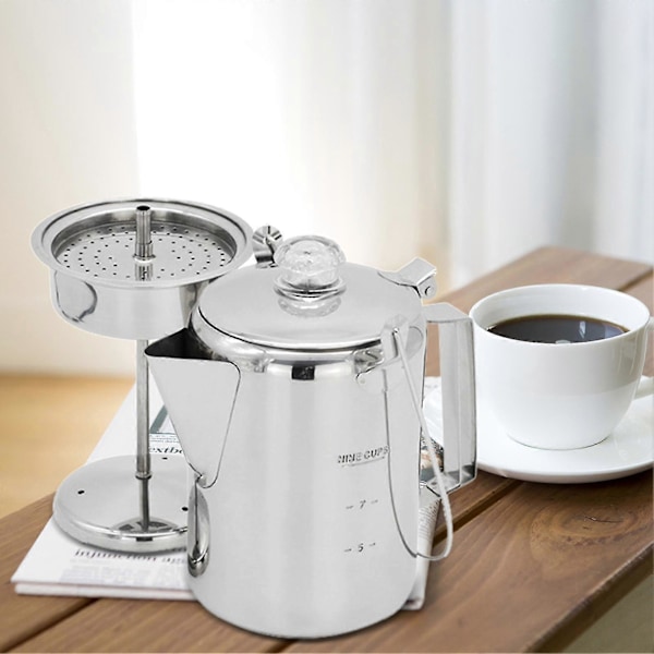 1.2l Utomhus 9 Koppar Rostfritt Stål Perkolator Kaffekanna Kaffebryggare För Camping Hem Kök (FMY)