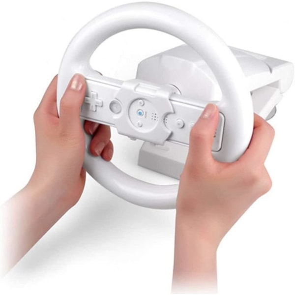 Høyytelses racingspillratt Racing hjulhåndtak egnet for Wii Mario Kart White (FMY)
