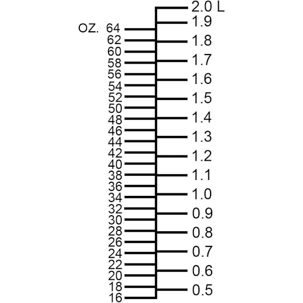 Målebeger 2000ml 64OZ, 2 Måleskalaer, Inkludert ML-skala, Ounce-skala, 304 Rustfritt Stål Gradert Beger med Håndtak for Lab Kit (FMY)