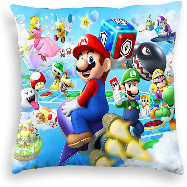 Super Mario Bros-tema kuddfodral prydnadskudde heminredning soffa säng barnrum dekoration (FMY) E