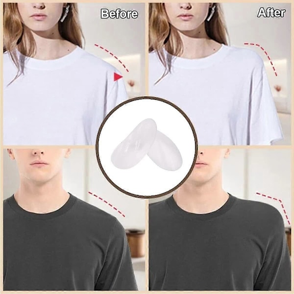 Silikon Skulderputer, Usynlige Pustende Skulderstroppputer Antislipp Push-up Puter, Gjenbrukbare Limskulderforsterkere - 2 Par (FMY) Skin Tone x Transparent